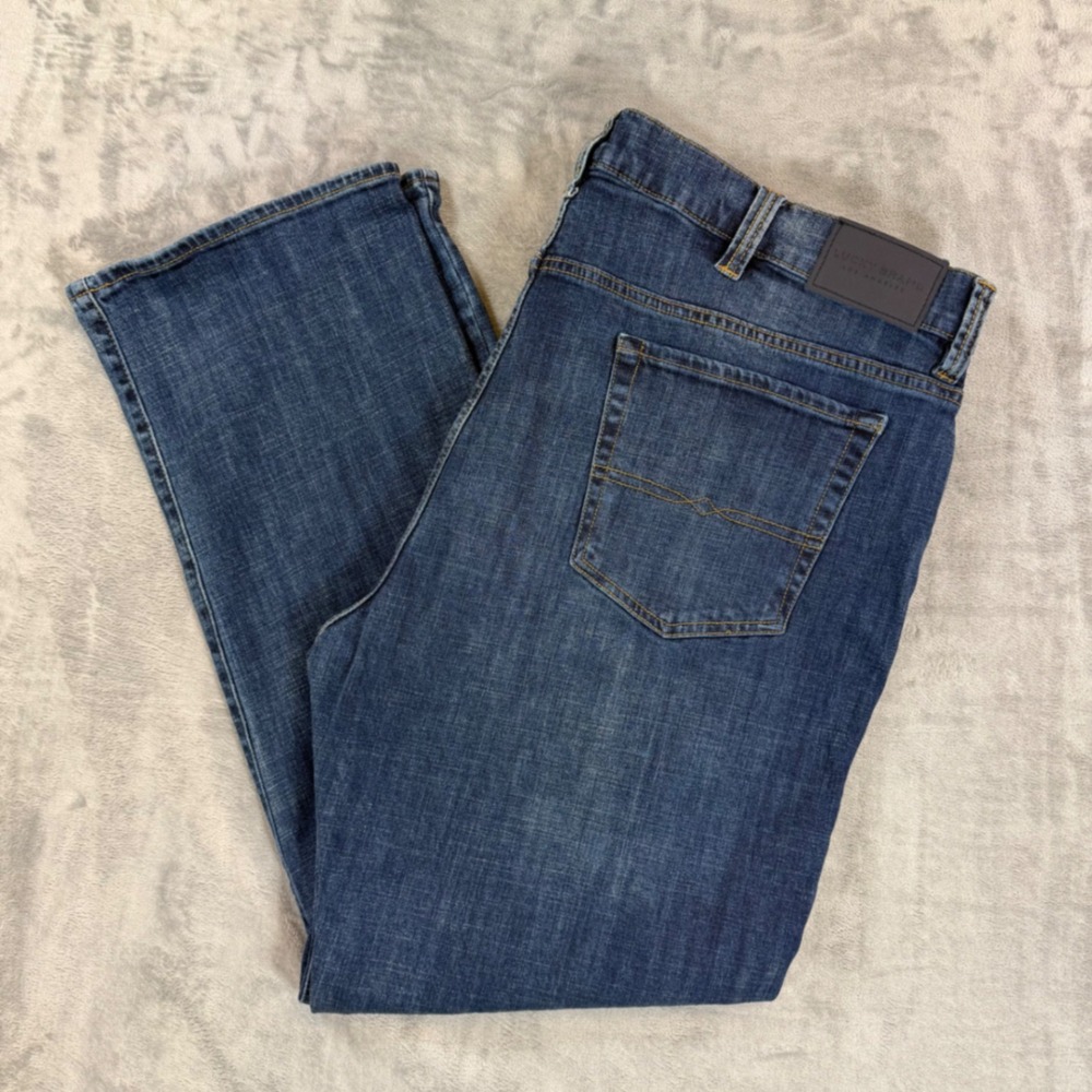Lucky Brand 181 Relaxed Straight Leg Jeans Mens 44x32 Blue Dark Wash Stretch